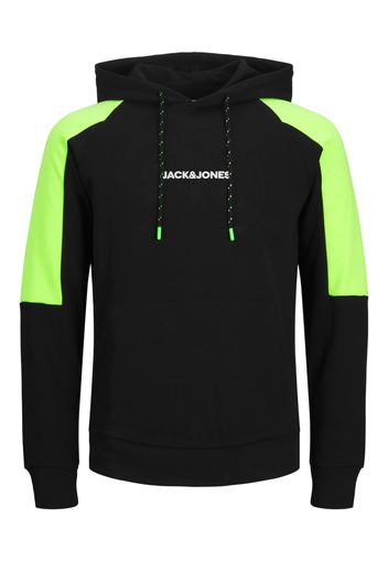 JACK & JONES Felpa 'GLOBUS'  verde neon / nero / bianco