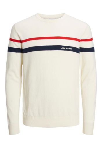 JACK & JONES Pullover 'Emil'  crema / blu notte / rosso