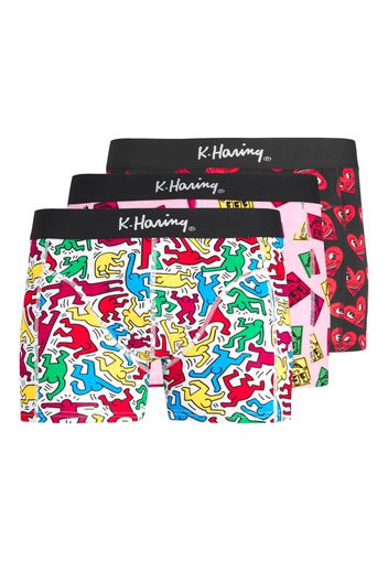 JACK & JONES Boxer 'KEITH HARING'  lampone / rosa chiaro / nero / bianco