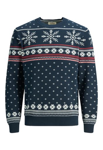 JACK & JONES Pullover 'Snowy'  navy / rosso / bianco