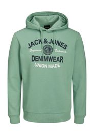 JACK & JONES Felpa  blu notte / verde chiaro / bianco