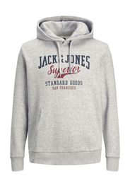 JACK & JONES Felpa  navy / grigio chiaro / rosso scuro