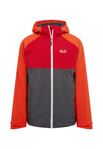 JACK WOLFSKIN Giacca per outdoor 'MOUNT ISA'  grigio scuro / arancione scuro / rosso / bianco