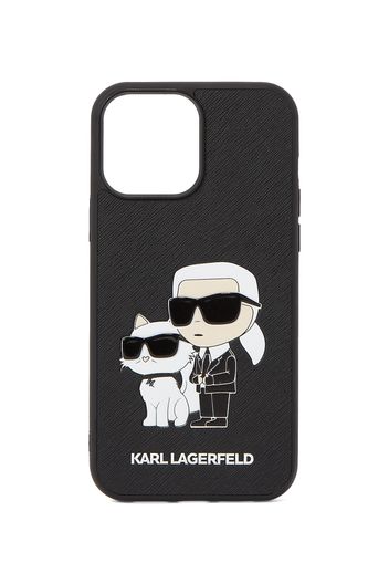 Karl Lagerfeld Custodia per smartphone 'Ikonik 2.0'  beige / nero / bianco