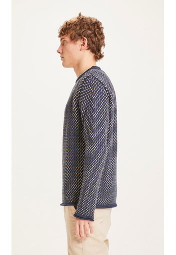 KnowledgeCotton Apparel Pullover 'Valley'  blu notte / arancione / bianco