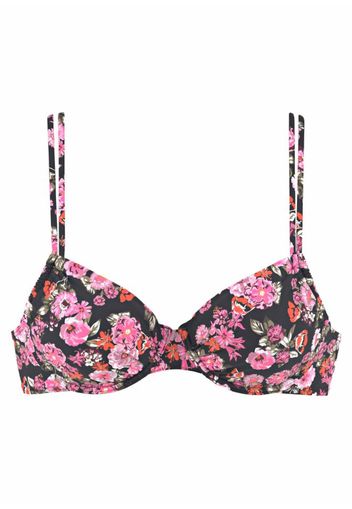 LASCANA Top per bikini 'Blümli'  rosa / nero