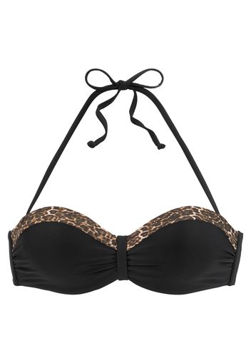 LASCANA Top per bikini 'Adele'  nero / marrone / stucco / marrone scuro