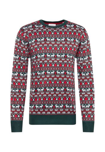 Lindbergh Pullover 'Christmas'  verde scuro / rosso / bianco