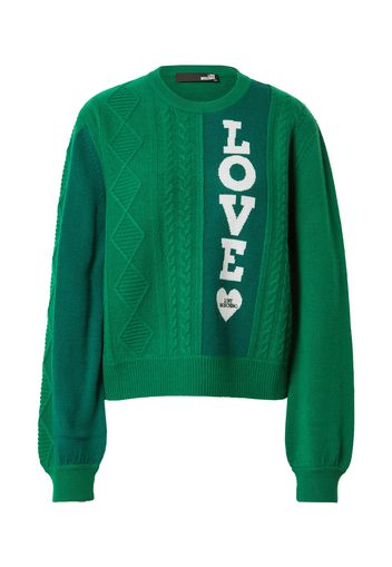 Love Moschino Pullover 'MAGLIA'  verde erba / verde scuro / bianco