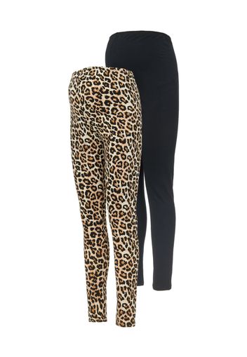 MAMALICIOUS Leggings 'Sanni'  nero / beige / camello