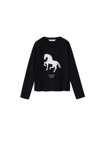 MANGO KIDS Maglietta 'Animals'  nero / bianco