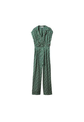 MANGO Tuta jumpsuit 'Chain'  verde / offwhite / nero