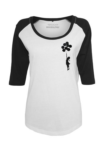 Mister Tee Curvy Maglietta 'Banksy Balloons'  nero / bianco