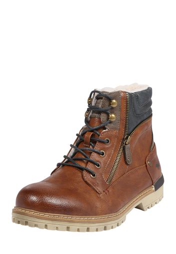 MUSTANG Boots stringati  cognac / blu scuro / broccato