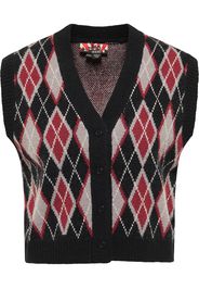 myMo ROCKS Gilet in maglia  nero / crema / rosso / talpa