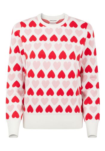 NAF NAF Pullover 'Mlove'  rosa chiaro / rosso / bianco