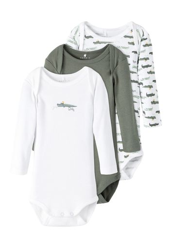 NAME IT Tutina / body per bambino  verde / bianco