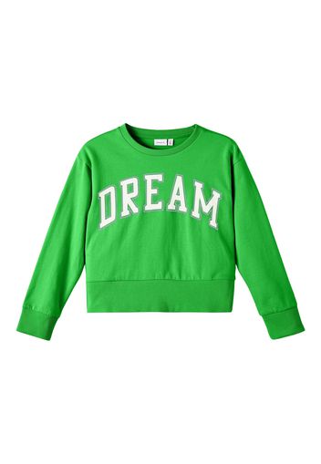 NAME IT Felpa 'Tiala Dream'  verde / bianco / grigio