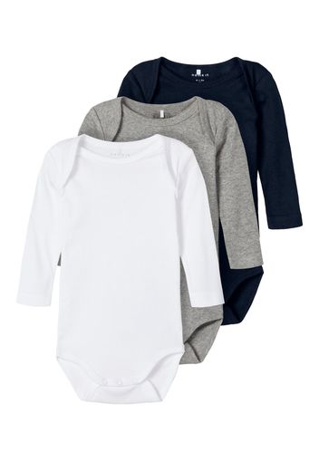 NAME IT Tutina / body per bambino  blu scuro / grigio sfumato / bianco