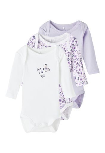 NAME IT Tutina / body per bambino  lilla pastello / nero / bianco