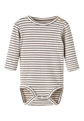 NAME IT Tutina / body per bambino 'STONE'  marrone scuro / bianco