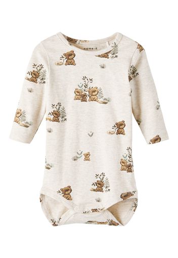 NAME IT Tutina / body per bambino 'DART'  beige scuro / marrone / verde scuro