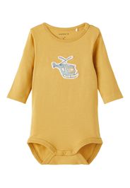 NAME IT Tutina / body per bambino 'KAARE'  curry / bianco / grigio / blu chiaro / marrone chiaro