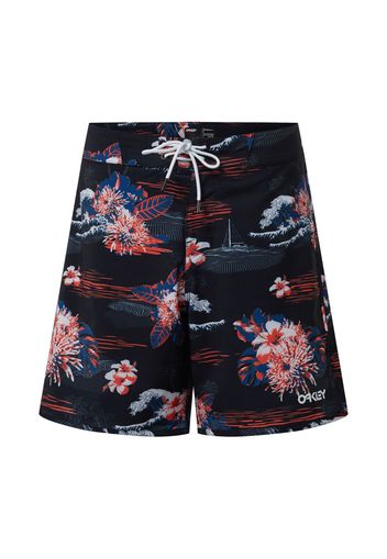 OAKLEY Pantaloncini da surf 'TROPICAL BLOOM 18'  nero / arancione / bianco / blu scuro