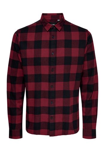 Only & Sons Camicia 'Gudmund'  nero / rosso ruggine