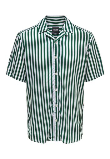 Only & Sons Camicia 'Wayne'  verde scuro / bianco