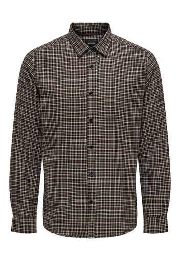 Only & Sons Camicia 'TEVIN'  blu scuro / beige / marrone
