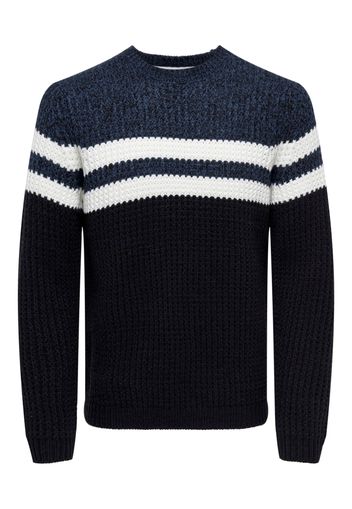 Only & Sons Pullover  blu scuro / grigio / bianco