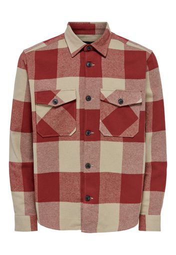 Only & Sons Camicia 'MILO'  beige / rosso / rosso chiaro