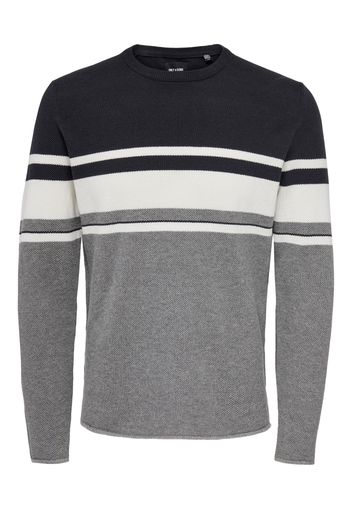 Only & Sons Pullover 'NIGUEL'  blu notte / grigio / bianco