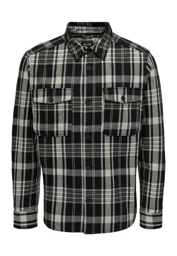 Only & Sons Camicia 'MILO'  grigio chiaro / nero / bianco