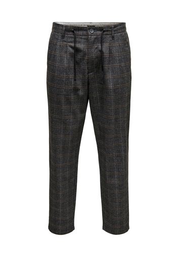 Only & Sons Pantaloni con pieghe 'DEW'  blu scuro / marrone / grigio