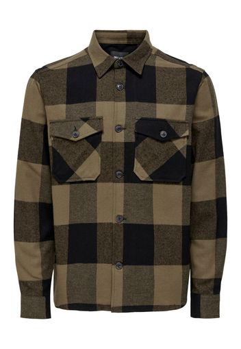 Only & Sons Camicia 'MILO'  seppia / mocca / marrone scuro