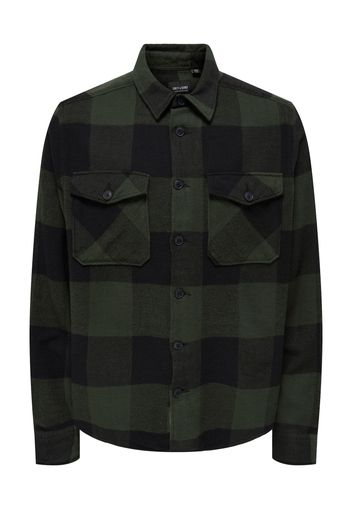 Only & Sons Camicia 'Milo'  verde scuro / nero