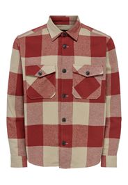 Only & Sons Camicia 'MILO'  beige / rosso / rosso chiaro