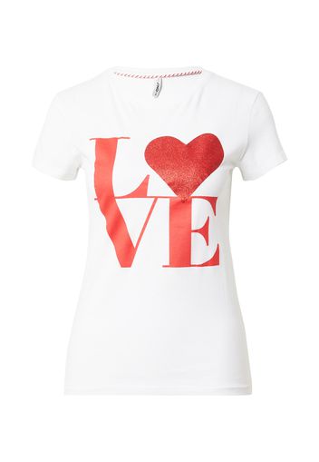 ONLY Maglietta 'LOVE LIFE'  bianco / rosso chiaro