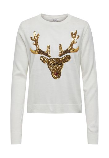 ONLY Pullover 'XMAS'  bianco / oro