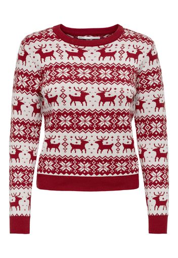 ONLY Pullover 'XMAS'  rosso vino / bianco