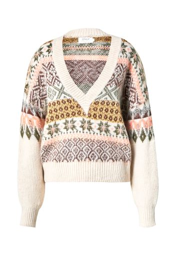 ONLY Pullover 'RITA'  beige / marrone / verde scuro / arancione