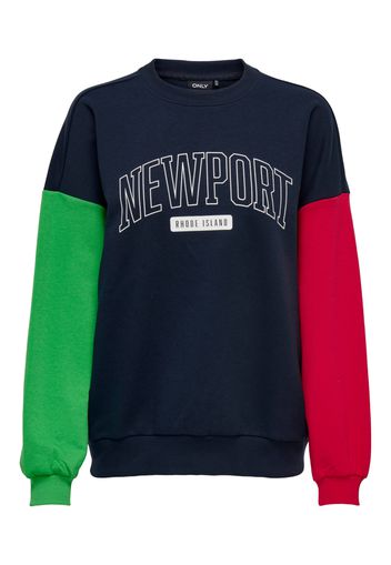 ONLY Felpa  navy / verde / rosso