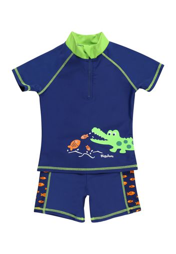 PLAYSHOES Schwimmanzug 'Krokodil'  bianco / blu / verde neon / arancione