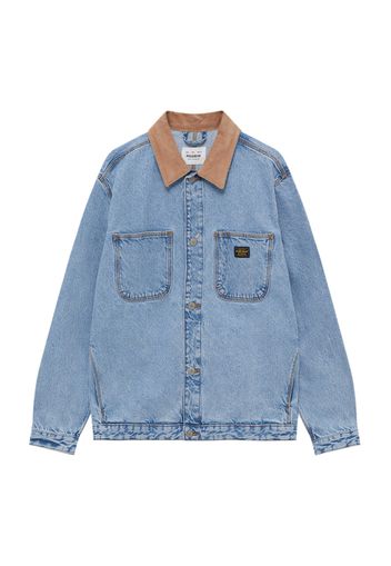 Pull&Bear Giacca di mezza stagione 'CAZADORA'  blu chiaro / marrone