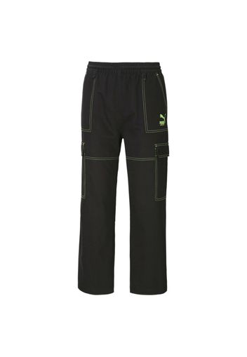 PUMA Pantaloni cargo  nero / verde neon