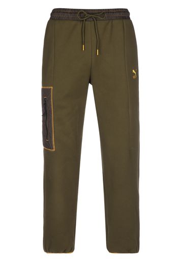 PUMA Pantaloni  grigio scuro / verde scuro / arancione