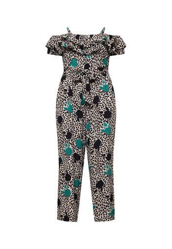 River Island Plus Tuta jumpsuit  marrone chiaro / bianco / nero / giada