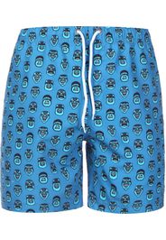 Santa Cruz Pantaloncini da surf 'SW Faces'  acqua / blu cielo / nero / bianco